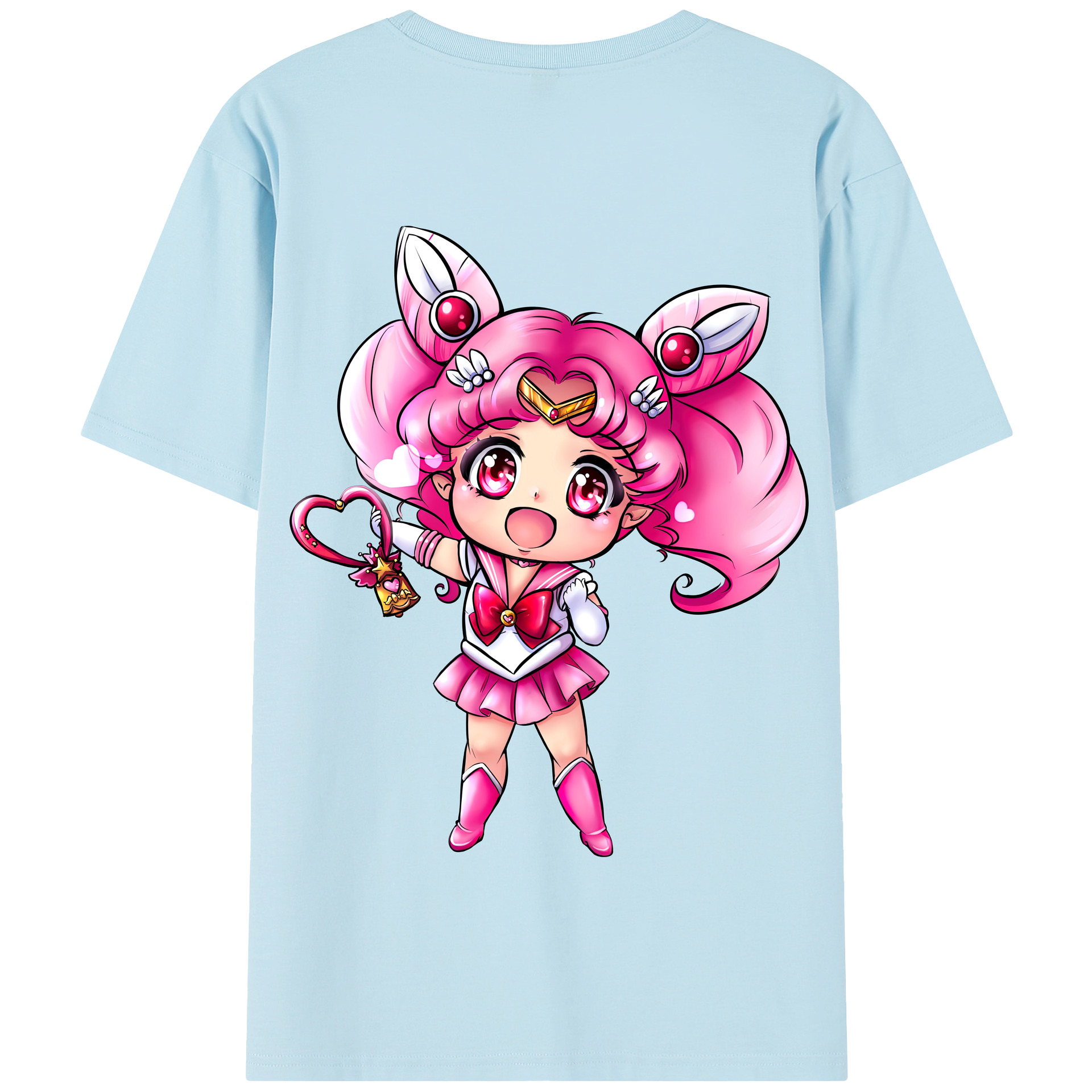 （画像用） 美少女戦士セーラームーン ちびうさ Sailor Moon Chibiusa Tsukino Usagi Small Lady Serenity 綿100％半袖Tシャツ（背面プリント）